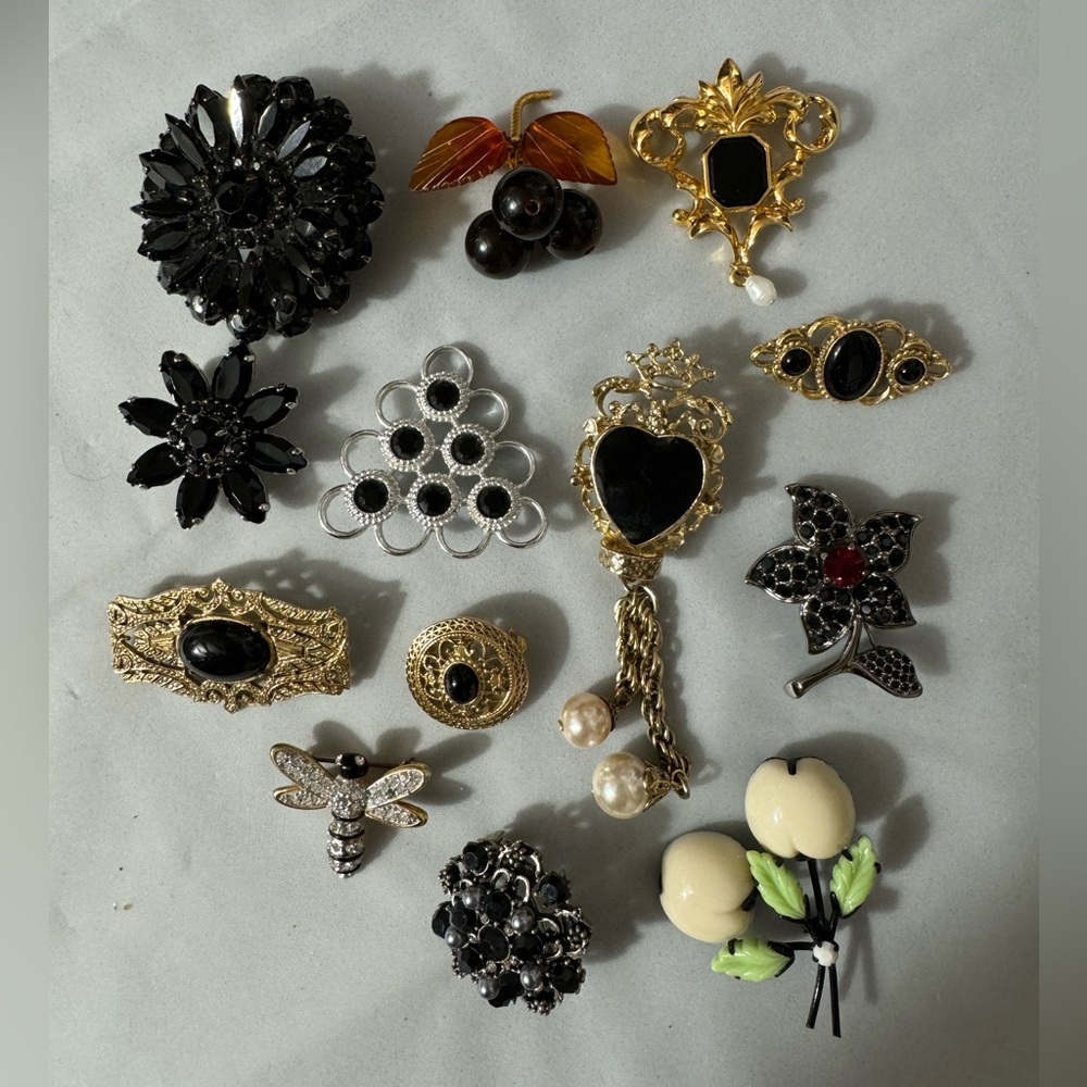 13 Pieces of Black Theme Beooches / Pins